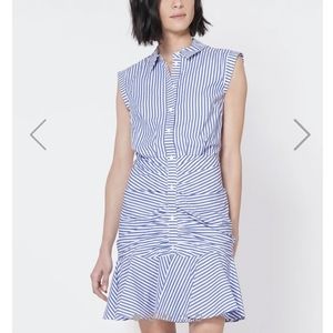 Veronica Beard Bell Button Down Ruched Shirtdreas